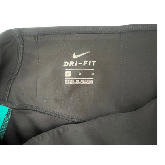 Black womens Nike Dri Fit Black Teal/Green Power Training Poly Tight size Large - Picture 4 of 4